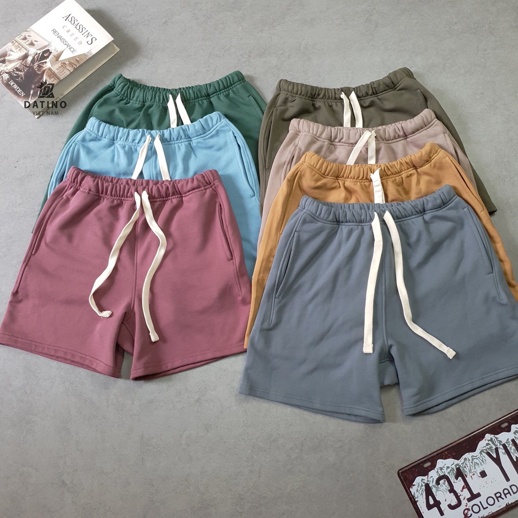 Quần đùi Unisex thun nỉ DATINO mặc trên gối 100% cotton cao cấp chất dày dặn co giãn