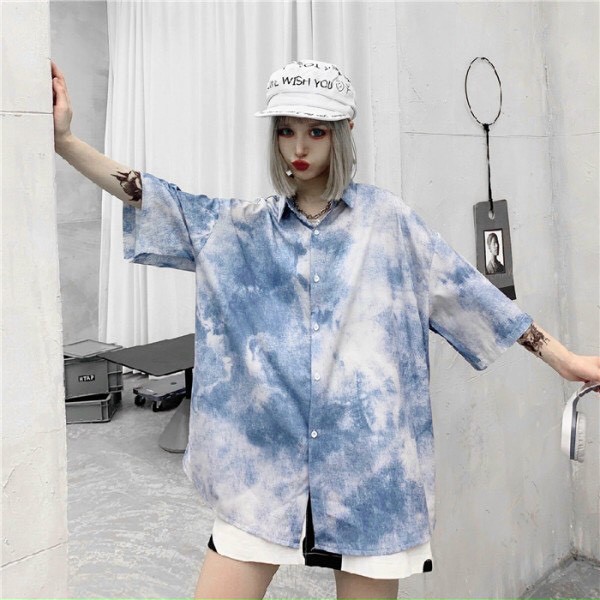 áo sơ mi unisex nam nữ loang màu hoạ tiết cực COOL | BigBuy360 - bigbuy360.vn