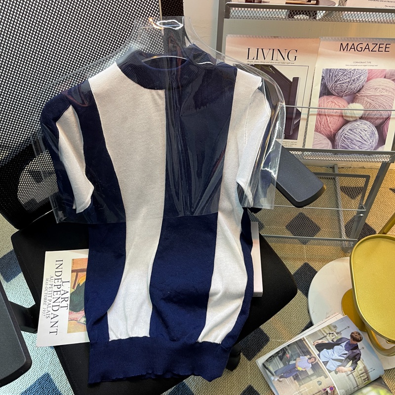 Áo Thun Tay Ngắn Cổ Tròn Màu Sắc Tương Phản Dễ Phối Đồ Phong Cách Hàn Quốc Thời Trang Cho Nam