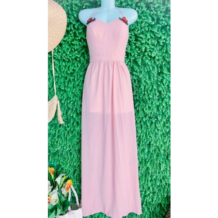 Thanh lý đầm dạ hội maxi voan có mút ngực size dưới 50kg,