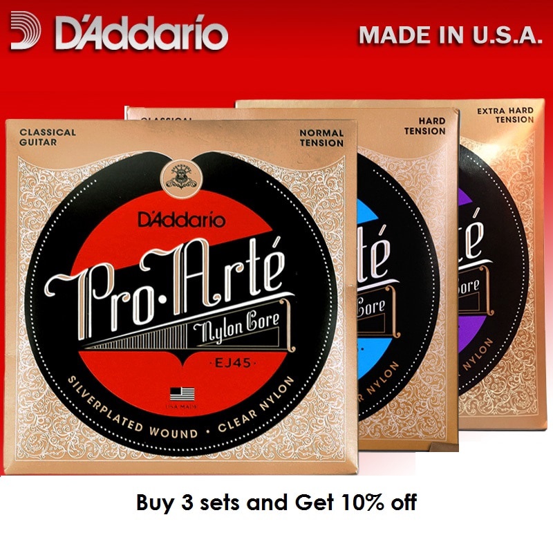Bộ dây đàn Guitar cổ điển D 'addario Pro Arte Nylon Core, Căng thẳng bình thường / cứng EJ43 EJ44 EJ