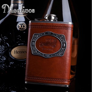 Bình rượu inox hip flask bao dao 9oz, logo OLD SERIES (270ml)
