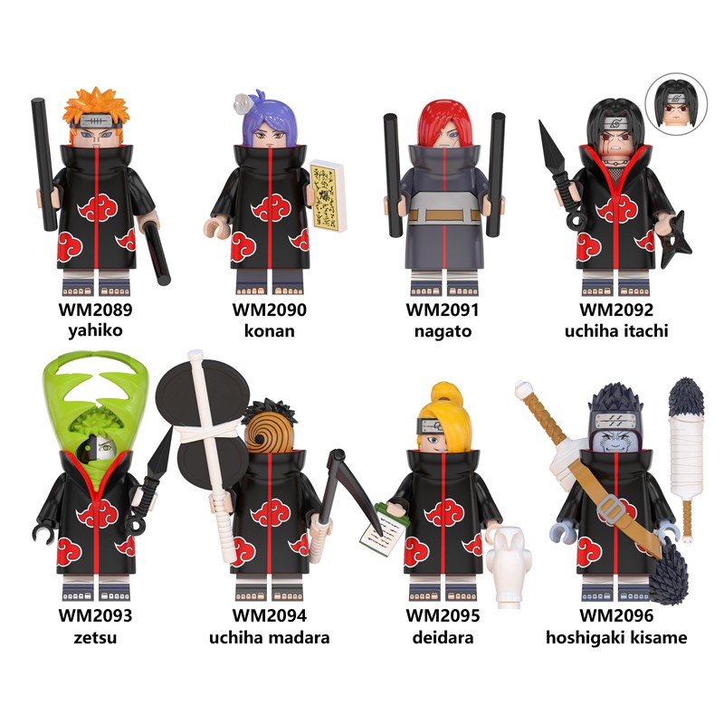 Mô hình lego họa tiết nhân vật hoạt hình Naruto Akatsuki Sasuke Itachi Madara Obito WM6105 WM6106