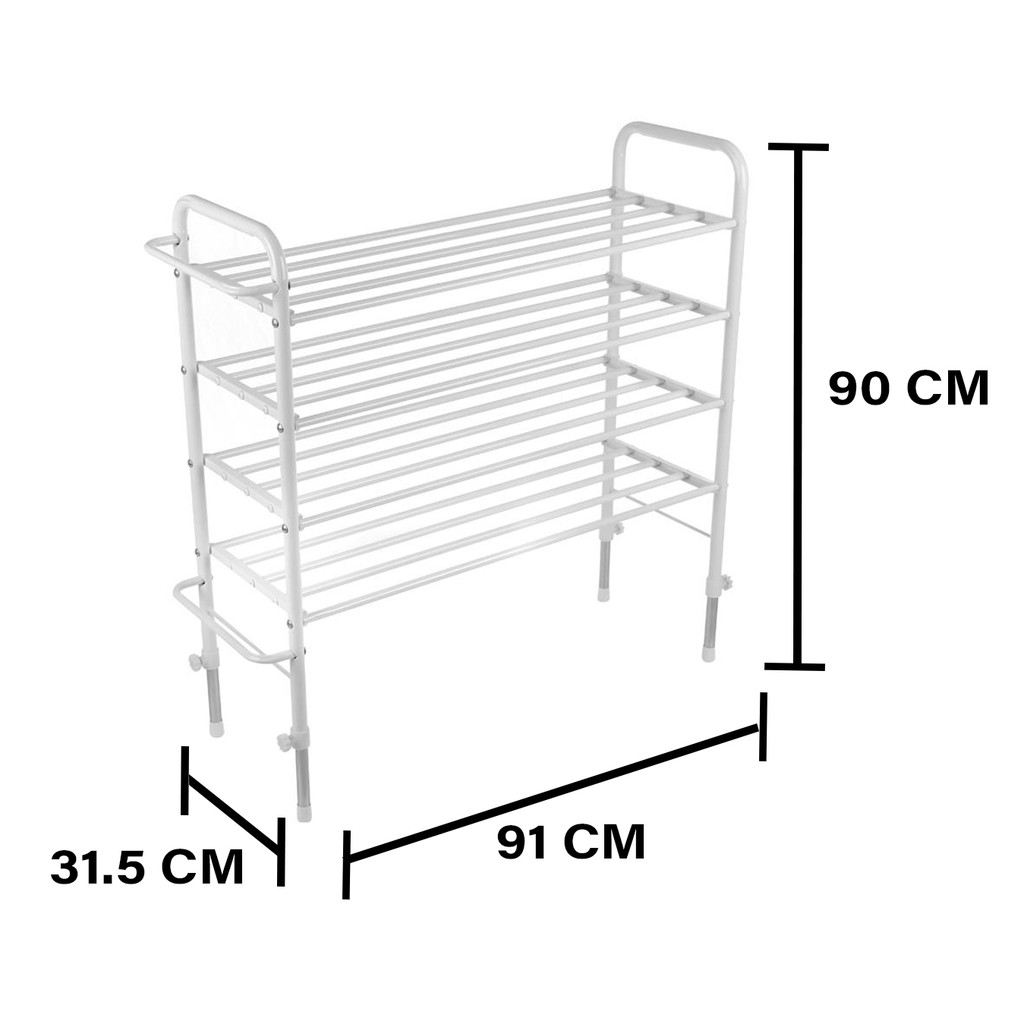 HomeBase STACKO Kệ giày 4 tầng bằng sắt có thể thay đổi chiều cao Thái Lan W91xD31.5xH90 Cm