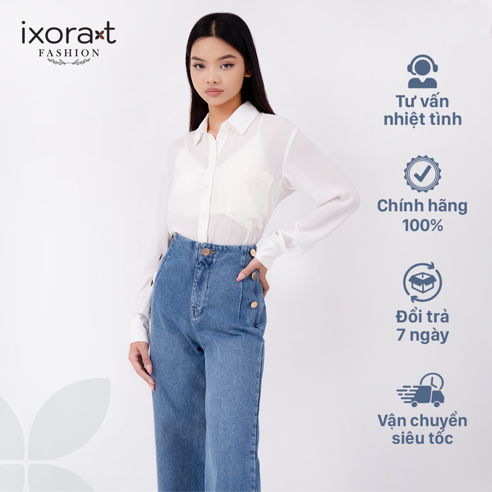 Áo sơ mi nữ tay dài công sở IXORAT FASHION kiểu dáng sang trọng thanh lịch vải lụa cát mềm mại cao cấp – 2 màu