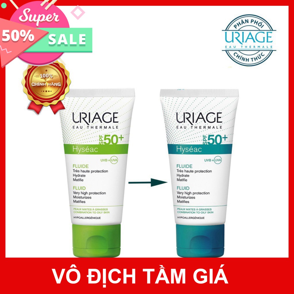 [CHÍNH HÃNG] Uriage Kem Chống Nắng Dành Cho Da Dầu Mụn Hyséac Fluide Spf50+ 50ml
