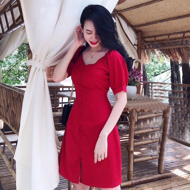 Đầm suông nút bọc 2 màu (kèm hình thật) | BigBuy360 - bigbuy360.vn
