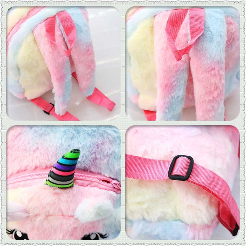 Ba Lô Vải Bông Nhẹ Hình Kỳ Lân Nhiều Màu Đáng Yêu Thời Trang Cho Bé Gái