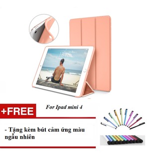 Bao da cao cấp dành cho iPad Mini 4 tặng kèm bút cảm ứng màu ngẫu nhiên - H_Shop_VN