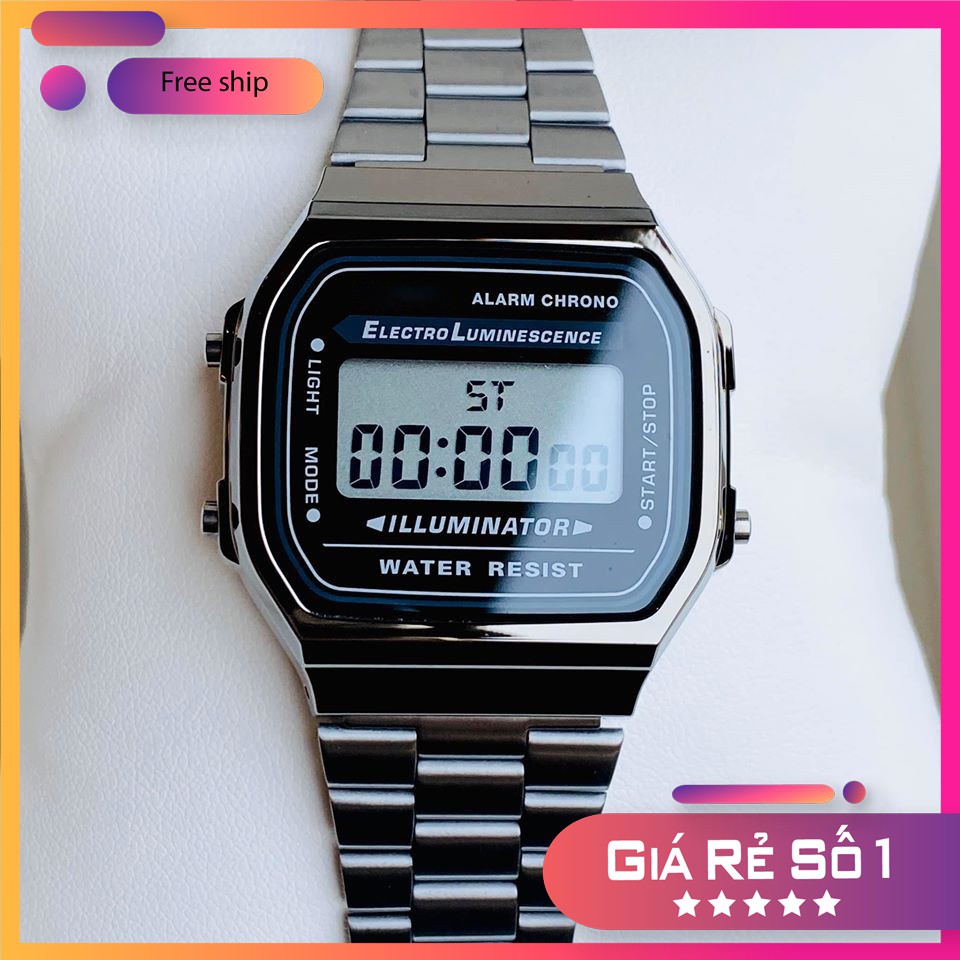 Đồng Hồ Nam A168WA-1WDF Vintage💥FULLBOX💥 Chống Nước Dây Thép Không Gỉ Siêu Bền Đẹp