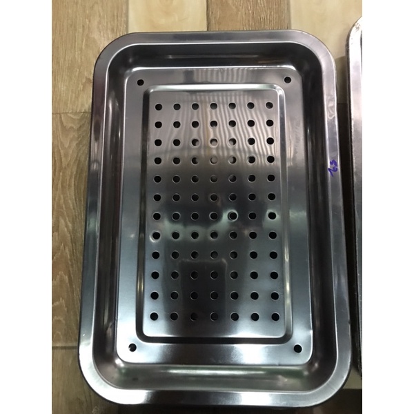 Khay úp ly inox có lổ khay đựng ráo dầu đồ ăn mặt lổ có thể tháo rời