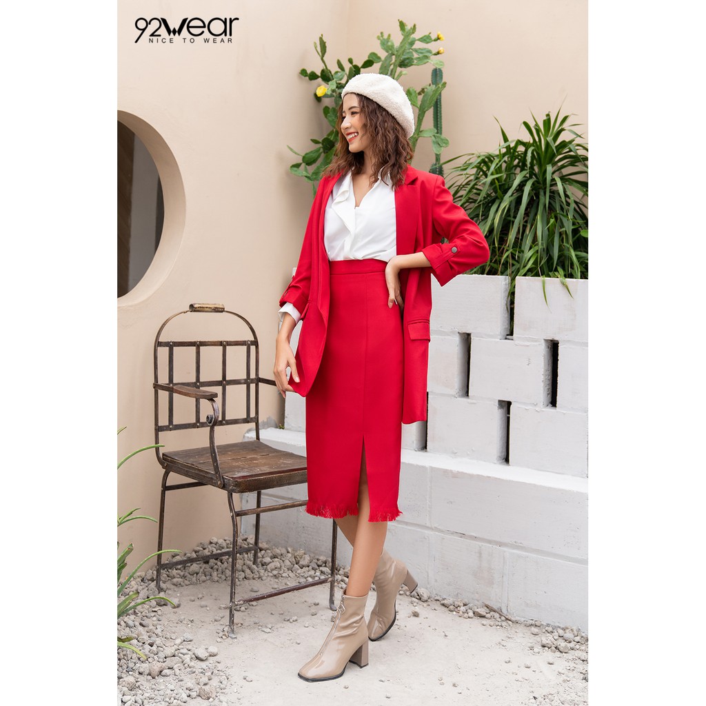 [Mã FAMALLT5 giảm 15% đơn 150k] Áo vest nữ blazer công sở dáng dài tay lỡ VDW0662 - 92WEAR | BigBuy360 - bigbuy360.vn