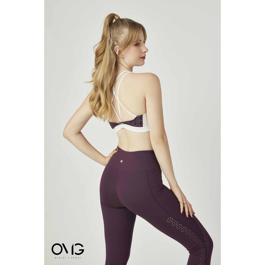 Bộ đồ tập Gym, Yoga Nữ OMG Sport kiểu áo hai dây quần dài- màu Tím - BG079_PP