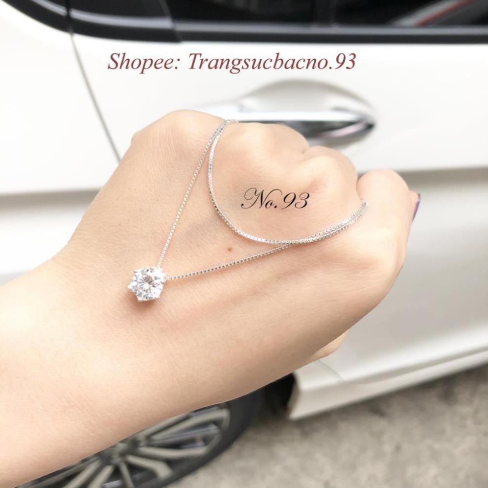 (BẠC CHUẨN)  DÂY CHUYỀN BẠC Ý 925 CHO NỮ MẶT ĐÁ TRÒN PHỤ KIỆN TRANG SỨC CAO CẤP NO.93 VÒNG CỔ NỮ ĐẸP