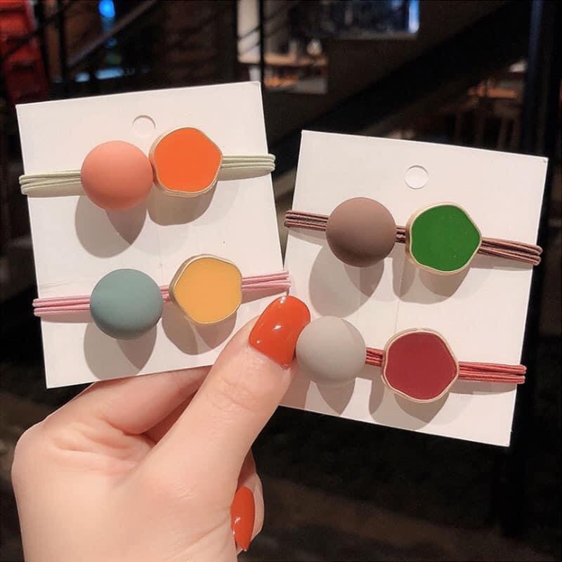 Dây buộc tóc dây chun cột tóc đính đá hat tròn phong cách Hàn Quốc