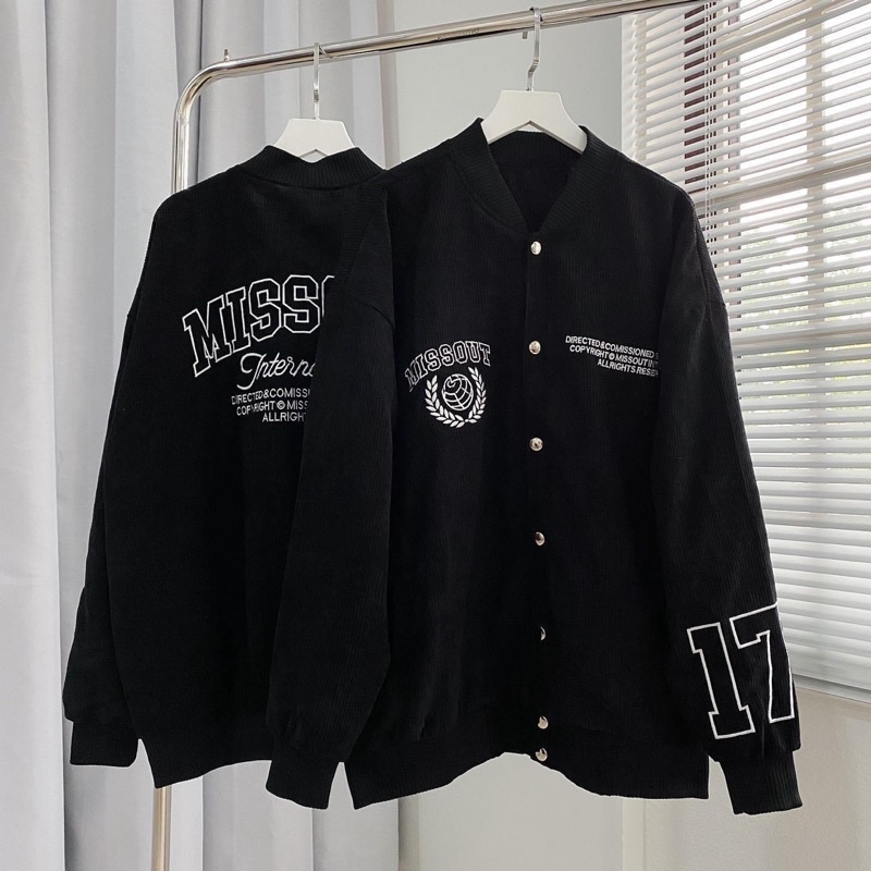 Áo Khoác Bomber Nhung gân MST 17 màu ĐEN  Nam nữ unisex  Áo Jacket form rộng Jaystoree
