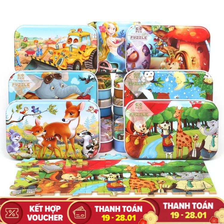 [60 Miếng] Tranh Ghép Hình Gỗ puzzle 60 Miếng với Đa Dạng Các Chủ Đề Gíup Bé Thỏa Sức Sáng Tạo