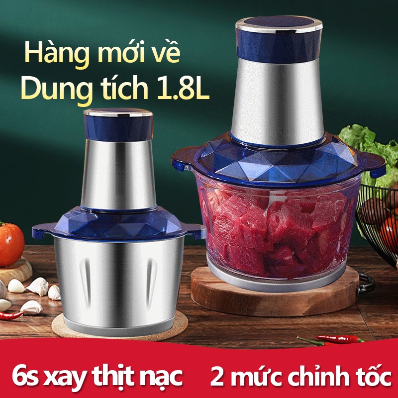 SJ003B Máy xay thịt đa năng 2.0L chén thủy tinh lưỡi dao kép Lưỡi dao bằng inox 304 không gỉ hai chế độ tự động làm sạch