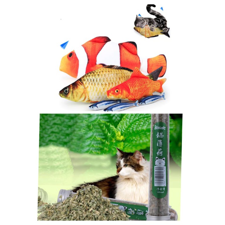 ĐỒ CHƠI CÁ CHÉP NHỒI BÔNG 3D+ CATNIP-Đồ chơi cho mèo (Giao ngẫu nhiên )