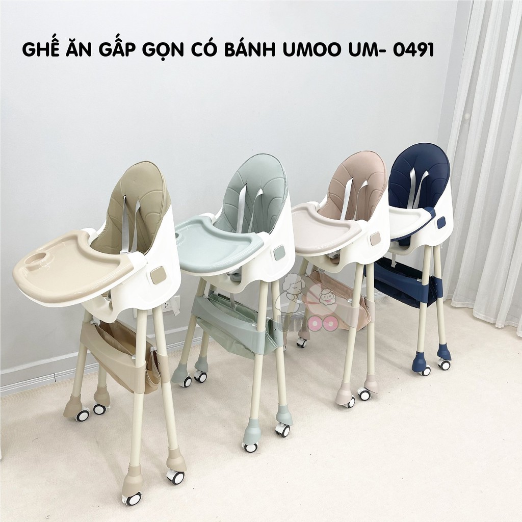 [Hàng sẵn giao ngay]. GHẾ ĂN DẶM GẤP GỌN UMOO CÓ BÁNH UM-0491