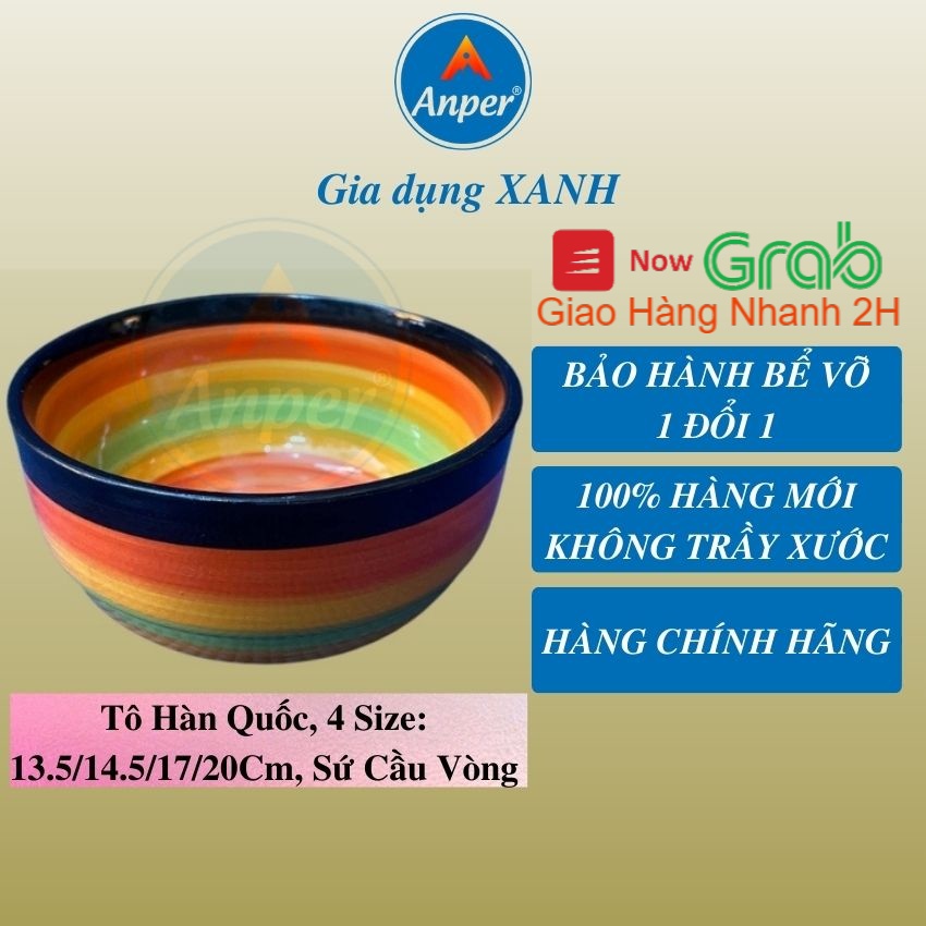Bộ 2 tô sứ 3 bát sứ cầu vồng ANPER cao cấp size 13.5cm 14.5 cm17 cm 20cm