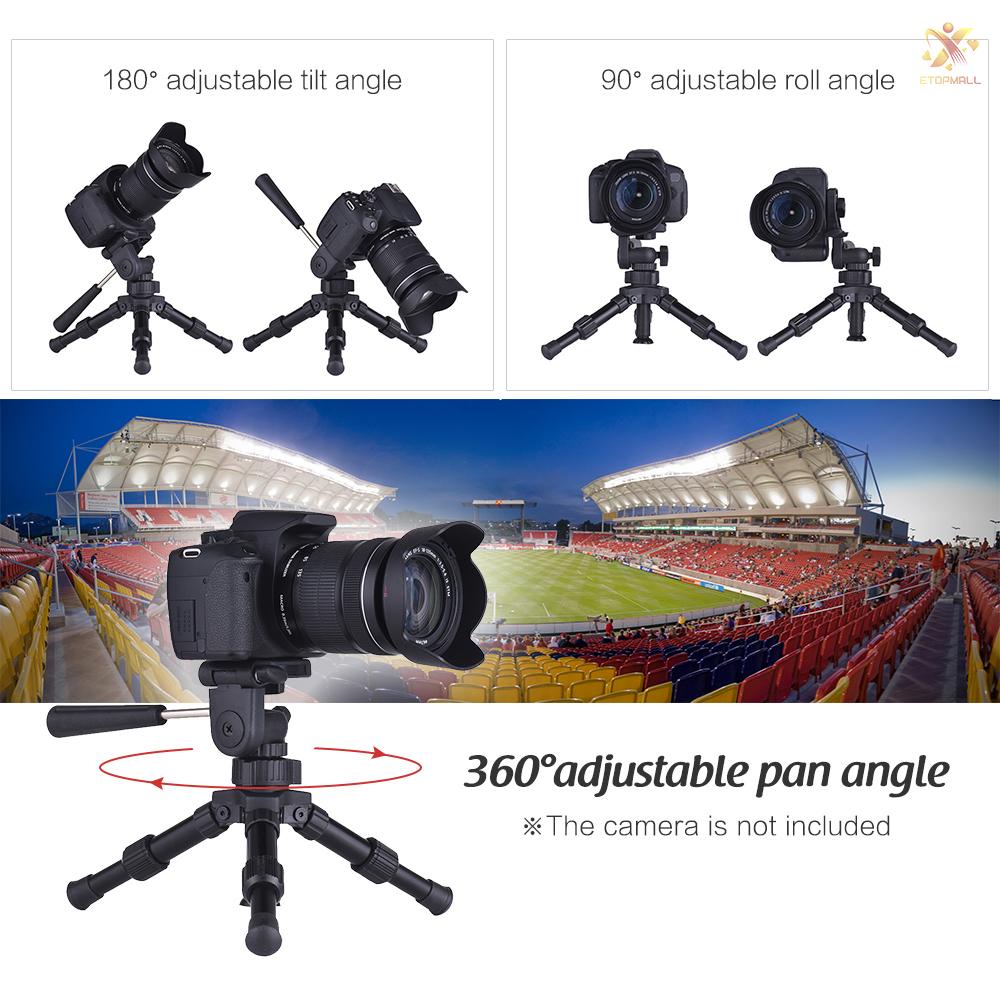 ET Portable Lightweight Tabletop Mini Tripod with Pan Tilt Head Max. Load 4.5kg for DSLR