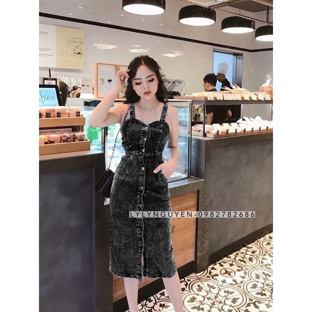 Váy Jean 2 Dây Buộc Dây Eo siu hot Mã SL#V 12 HOT HOT HOT 2019