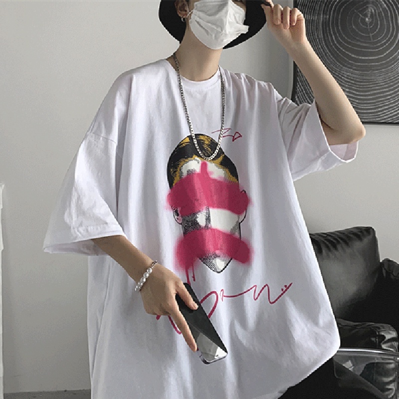 Áo Thun Dáng Rộng In Họa Tiết Hoạt Hình Phong Cách Nhật Bản Thời Trang Mùa Hè Cho Nam Và Nữ size M-8XL