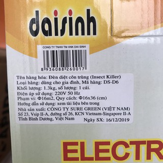 Đèn bắt muỗi, đèn diệt côn trùng Đại Sinh D6
