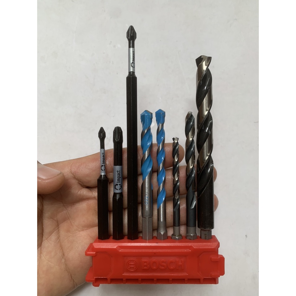 Bộ mũi khoan bê tông , tường , gạch men , inox , sắt thép , mũi vít PH1 PH2 PH3 thương hiệu Bosch thông dụng
