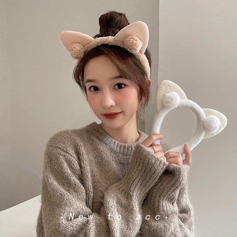 Bờm Cài Tóc Tai Mèo 2 Cục Bông Mềm Mịn Siêu Xinh Xắn Ngộ Nghĩnh Băng Đô Lông Cừu Cute Thỏ Gấu Dành Cho Nữ