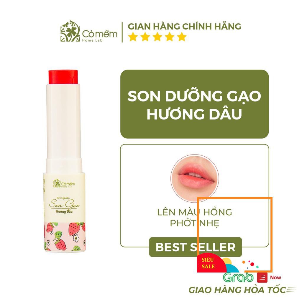 Son Dưỡng Có Màu Môi Gạo Hương Dâu Mềm Môi Chống Khô Nẻ Cỏ Mềm 3,6g