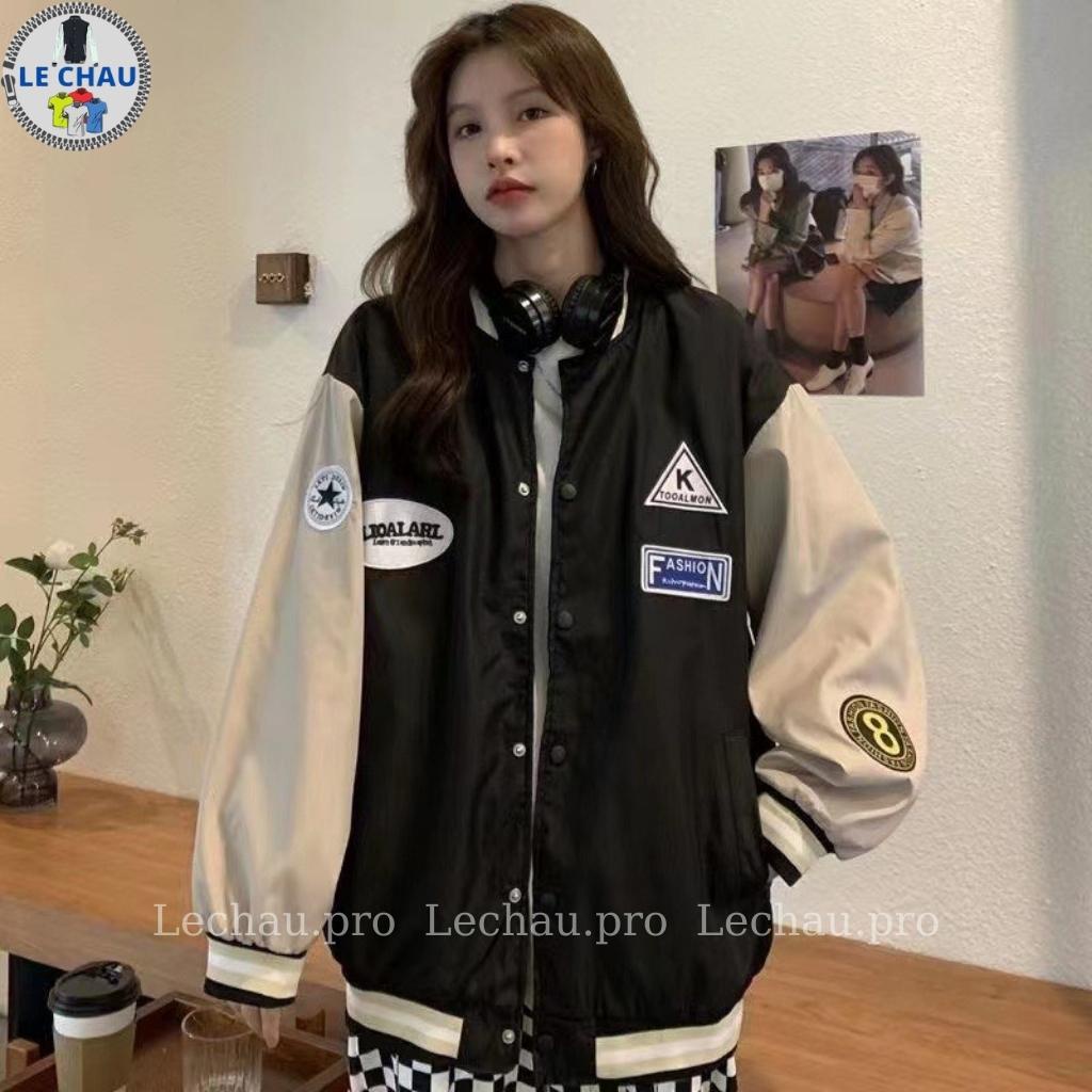 Áo khoác bomber dù phối logo AKD41 LECHAU ulzzang hottrend jacker hai lớp xịn xò chất lượng