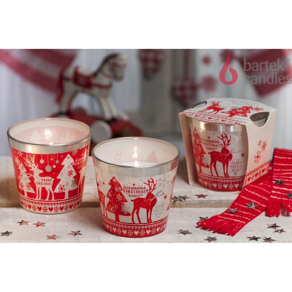 Ly nến thơm Bartek Candles BAT9122 Christmas Scandinavian 115g (Hương gừng, táo, quế)