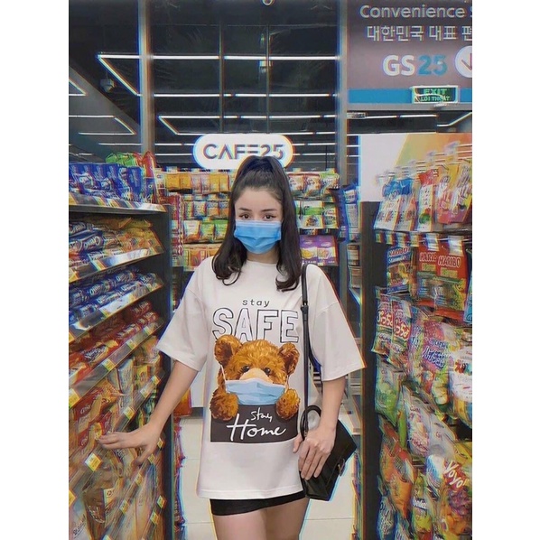 [Mã FAMARAL2 giảm 10K đơn 50K] Sét áo phông gấu SAFE mix quần legging lửng TH6