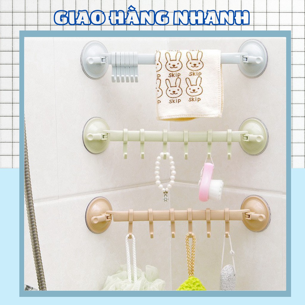 Thanh treo 6 móc đa năng hút chân không nhà tắm,góc tường tiện dụng 1303 Shop Giao Hàng Nhanh