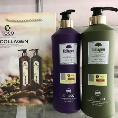 Cặp dầu gội xả TOCO Collagen 785ml x2 (Mẫu mới) kích thích mọc tóc