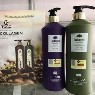 Cặp dầu gội xả TOCO Collagen 785ml x2 (Mẫu mới) kích thích mọc tóc
