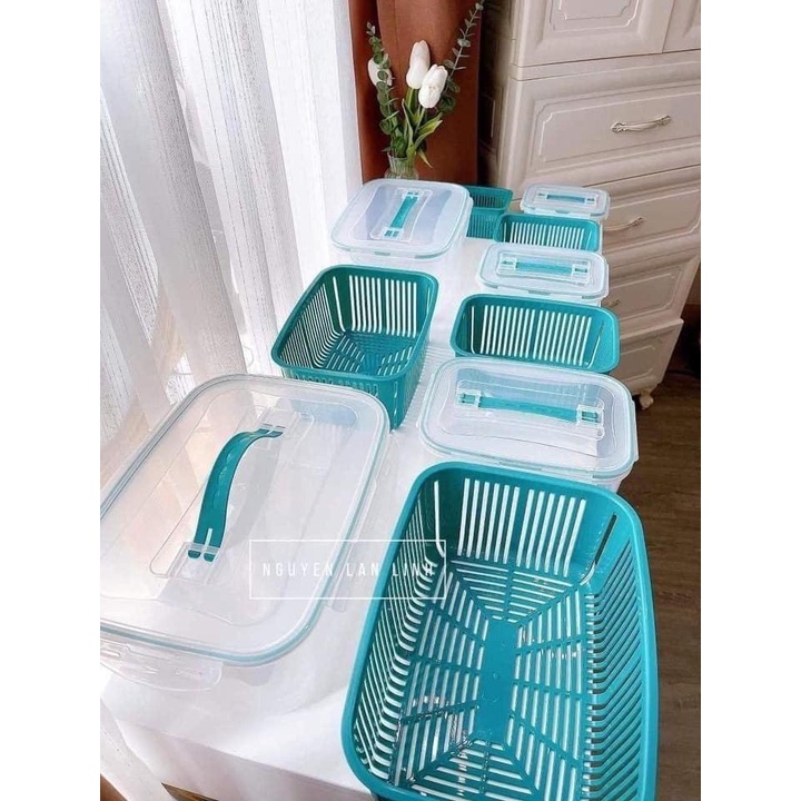 [FREESHIP] Bộ 5 hộp nhựa đựng, bảo quản thực phẩm đồ ăn hoa quả tủ lạnh trong suốt - hộp đựng đồ tủ lạnh có nắp đa năng
