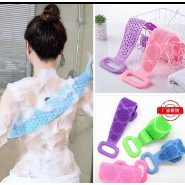 Đai tắm cọ lưng silicon mềm chính hãng hàn quốc, dụng cụ nhà tắm massage lưng, kỳ ghét, tẩy da chết