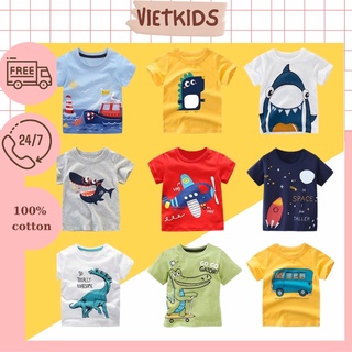 [1-10 tuổi][Cotton 100%] Áo phông cộc tay mát lạnh cho bé trai xuất Hàn/Áo Thun cho bé hình in sắc nét, cực thoáng mát