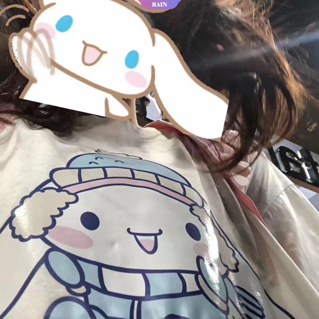 SANRIO Áo Thun Tay Ngắn Dáng Rộng In Họa Tiết Hoạt Hình Cinnamoroll Nhật Bản Thời Trang Mùa Hè 2022 Cho Nữ