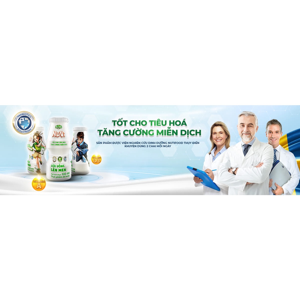 Combo 06 Chai NuVi Sữa Chua Uống Lên Men Tự Nhiên/ Hương Cam/ Hương Dâu Chai 100ml - Thương Hiệu NUTIFOOD - YOOSOO MALL