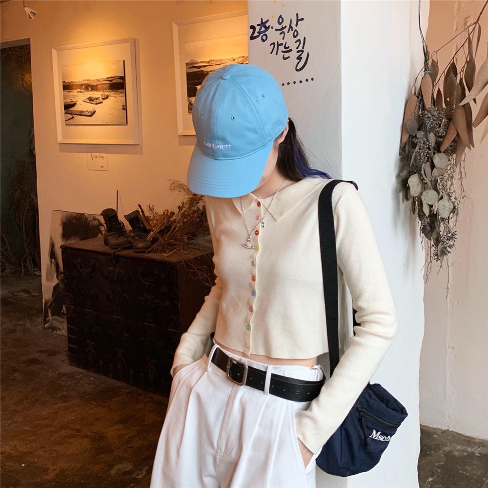 Áo cardigan dệt kim mỏng tay dài phối nút cài nhiều màu sắc phong cách Hàn Quốc thời trang dành cho nữ | BigBuy360 - bigbuy360.vn