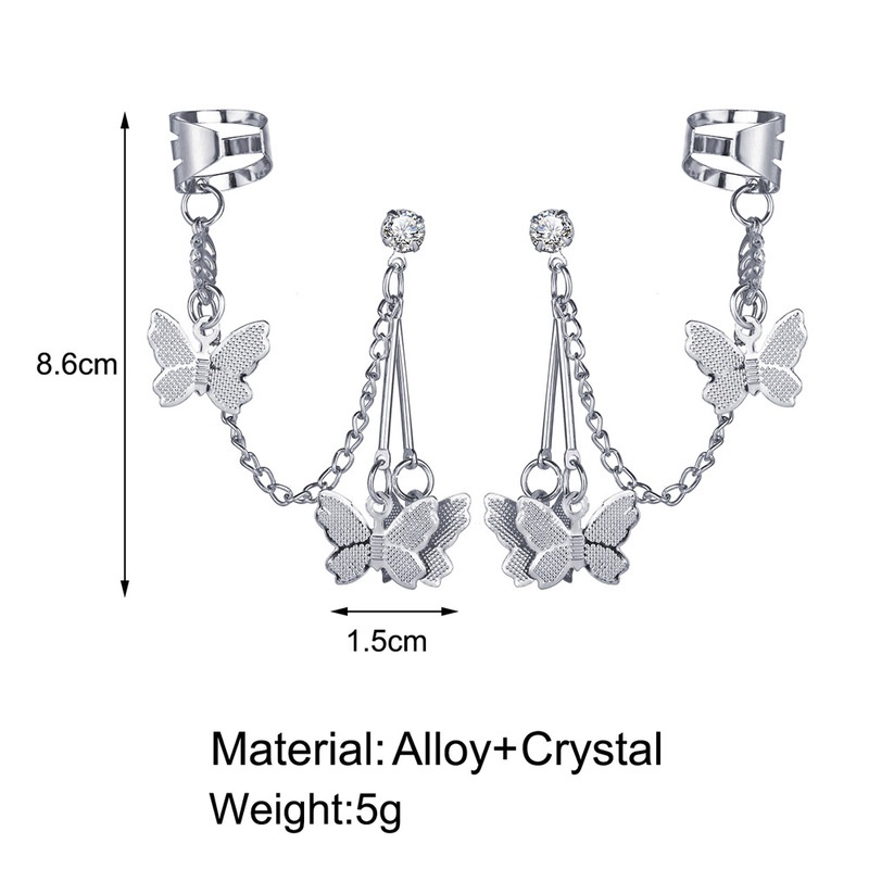 Bông Tai Dạng Kẹp Hình Bướm Bằng Zircon Phong Cách Cổ Điển Thời Trang Cho Nữ