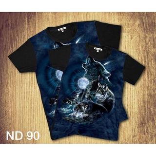 Áo thun 3D tay ngắn hình chó sói tru
