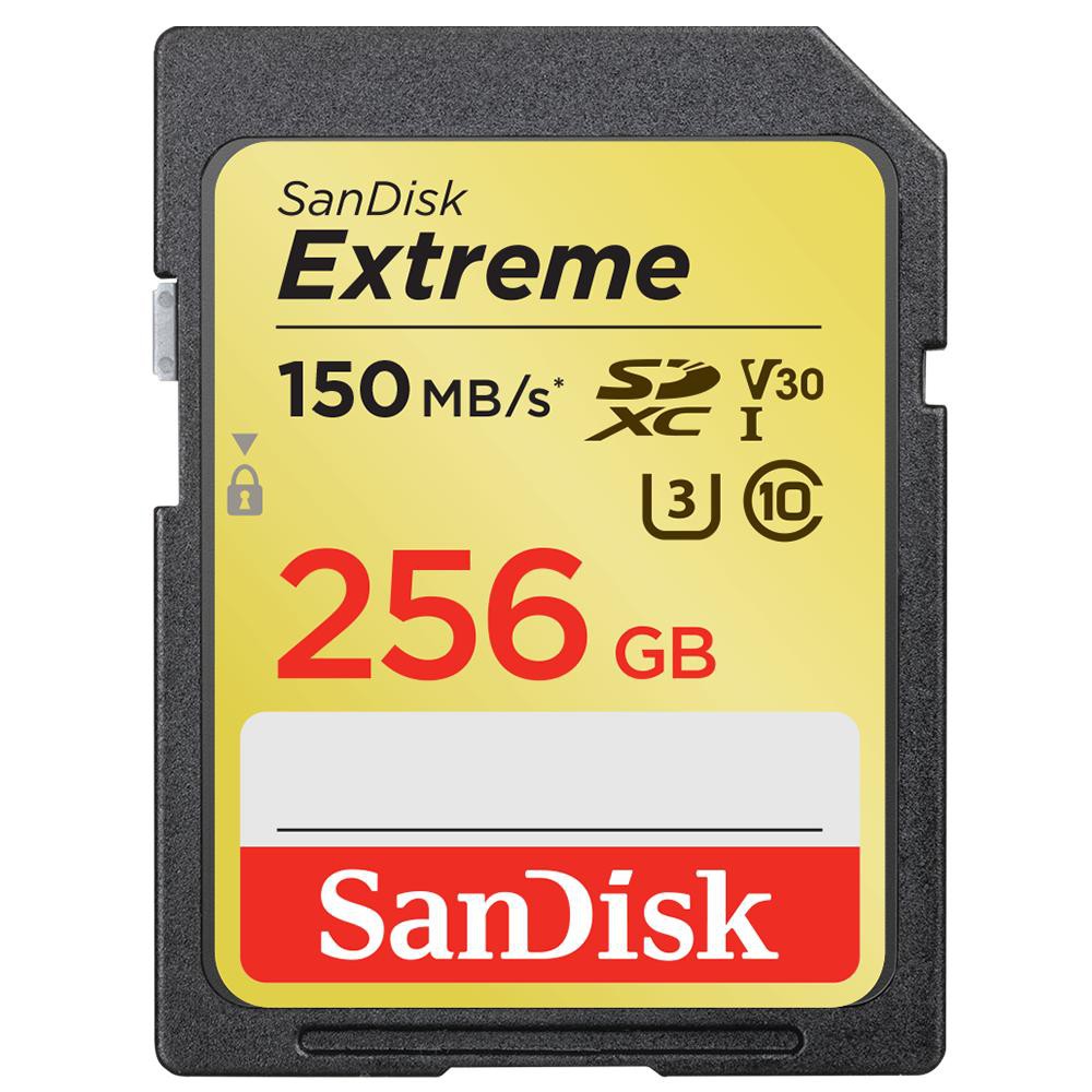 Thẻ nhớ máy ảnh SDXC SanDisk Extreme 256GB V30 UHS-I U3 4K 150MB/s (Vàng)