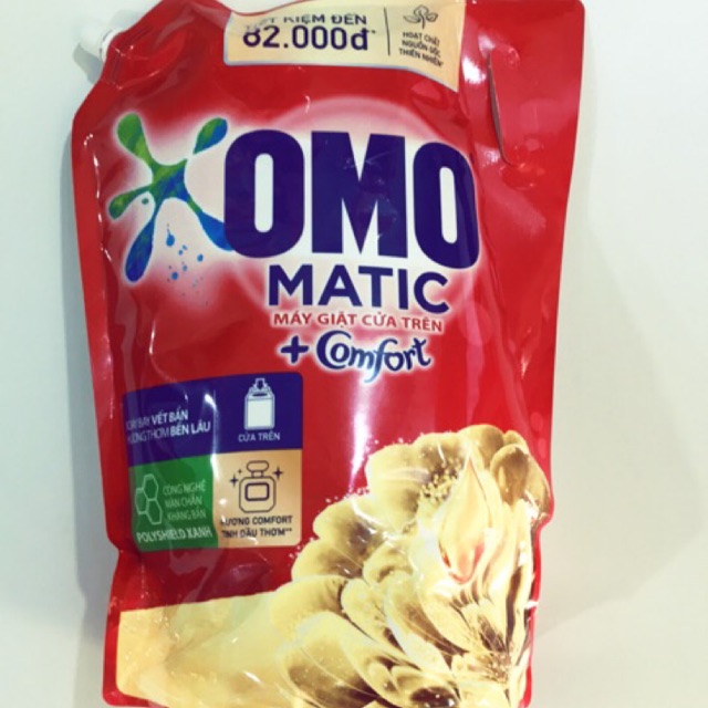 Túi nước giặt OMO MATIC Comfor tinh dầu thơm cho máy giặt cửa trên (3,7kg/túi)