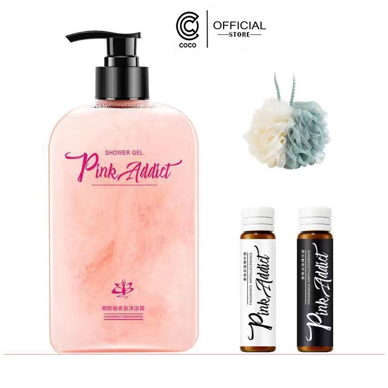 Hộp sữa tắm nước hoa Pink Addict nhũ hồng đỏ