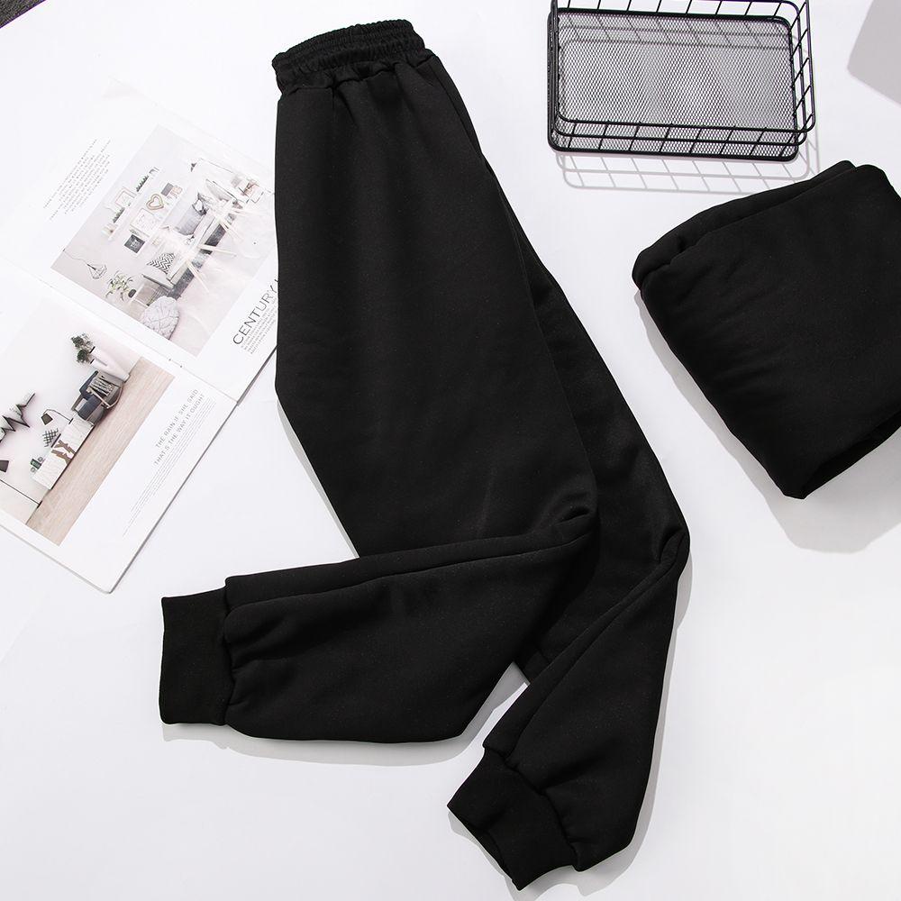 Quần Thể Thao Jogges Chất Liệu Cotton Màu Sắc Trơn Giữ Ấm Mùa Đông